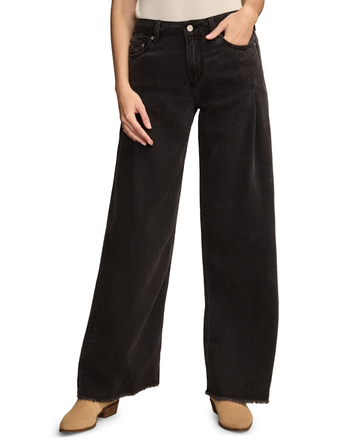 Lucky Brand Women'sÂ Liquid Denim Luxe Palazzo Jeans - Soft Black | Macy's