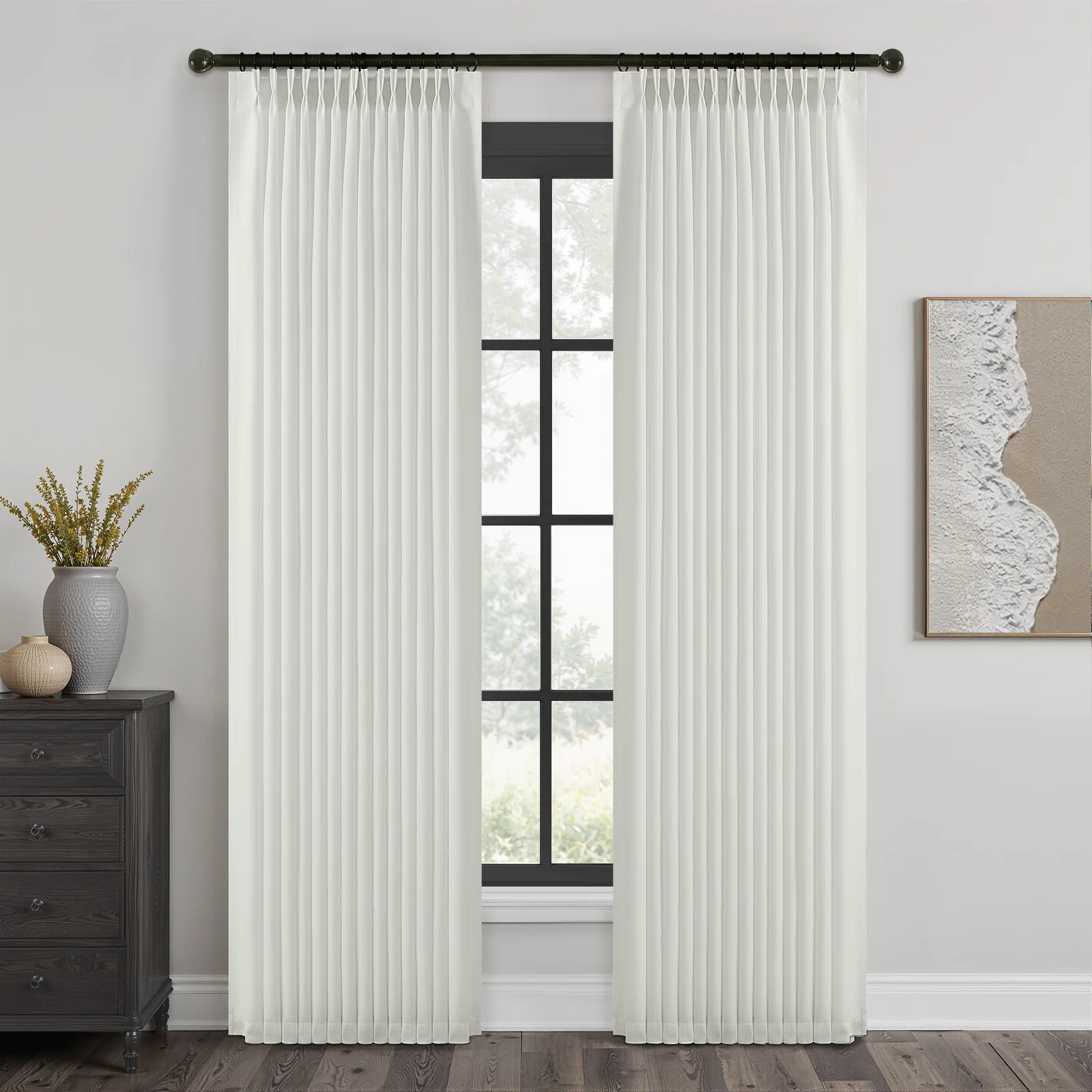 Ebern Designs Pinch Pleated Curtains,Semi-Blackout Drapes Back Tab Pinch Pleat Curtain with Hooks... | Wayfair North America