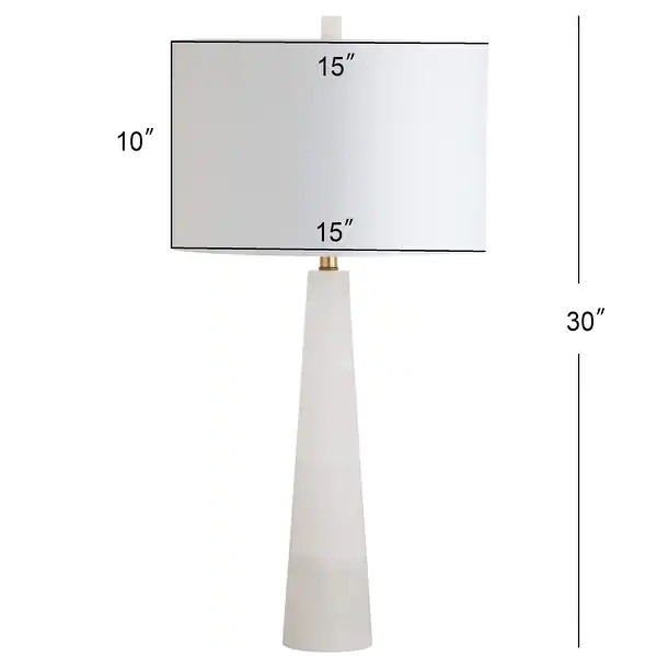 SAFAVIEH Lighting 30-inch Delilah Alabaster LED Table Lamp - 15"x15"x30" | Bed Bath & Beyond