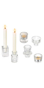 Hewory Gold Candle Holders Hurricane Candlestick Holders, 6Pcs Candle Stick Candle Holder Candela... | Amazon (US)