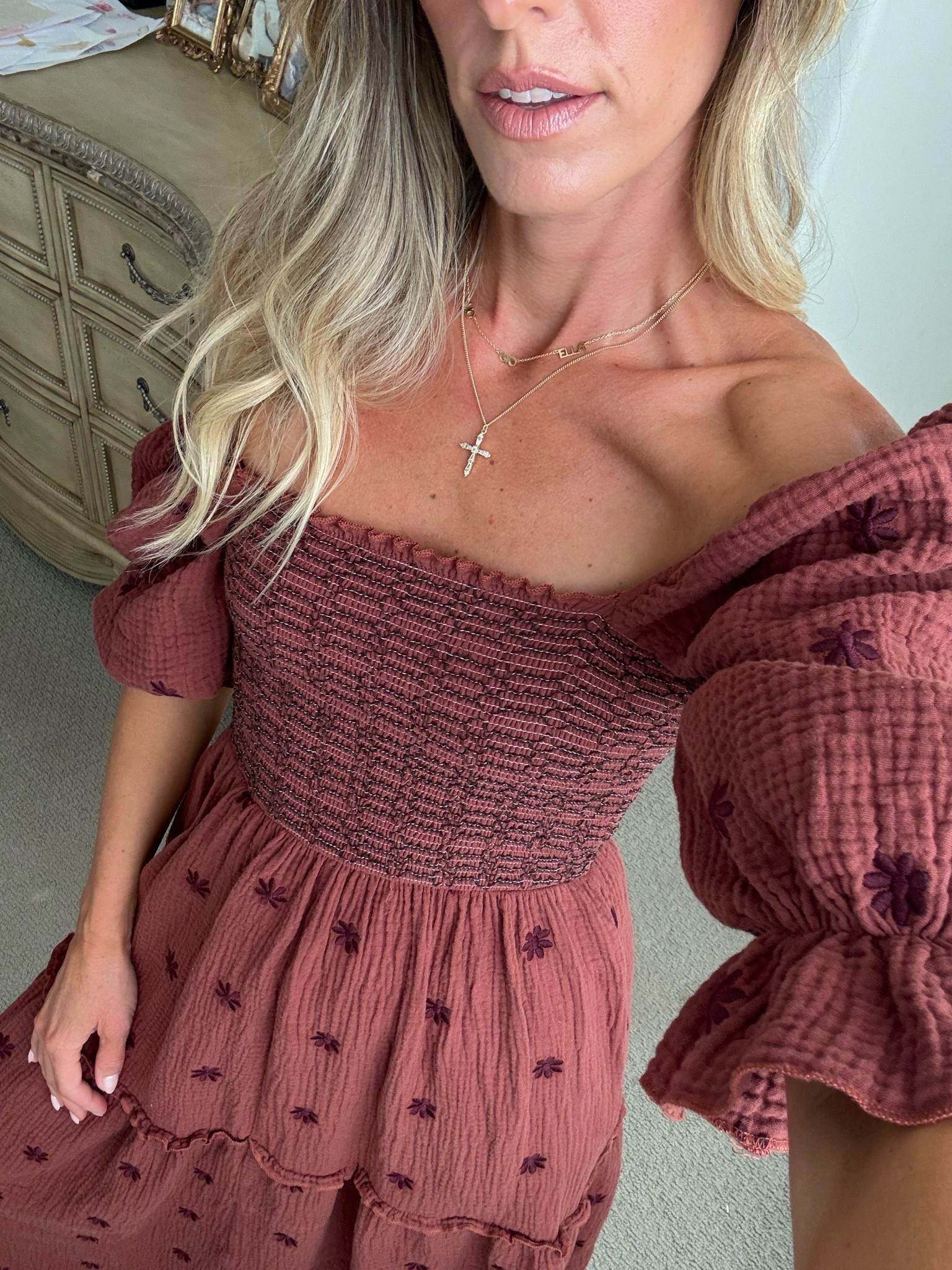 What I wore for family photos last night 📸 I wore this dress in cream for spring photos a couple of years ago and thought this burgundy color would be perfect for fall 🍂🍁 Runs true to size! 

Amazon, Free People, free people look alike, family photos outfits, maxi dress, mom dress for family photos, off the shoulder boho dress, flowy dress, family photos session

#LTKootd #LTKmomlife #LTKSeasonal