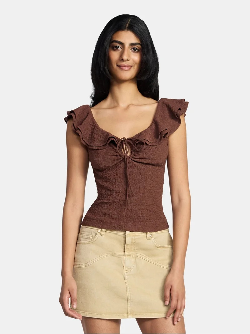 Madden NYC Women's Ruffle Top, Sizes XXS-XXL | Walmart (US)