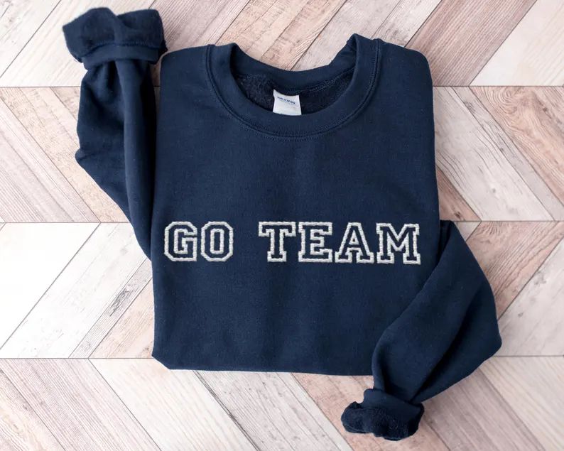 Go Team Sweatshirt Embroidered Game Day Crewneck Oversized Sports Pullover - Etsy | Etsy (US)