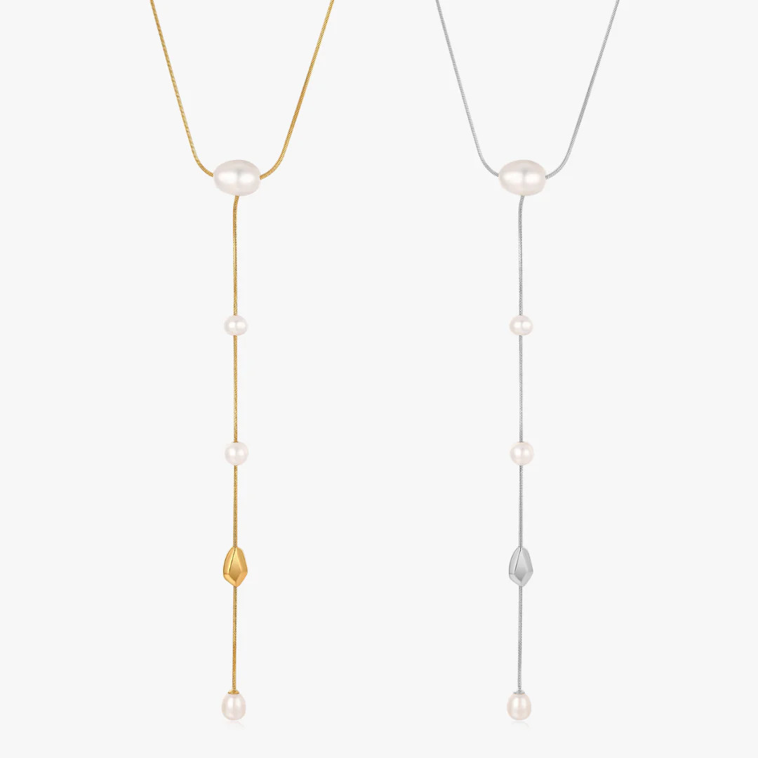 Zoe Lariat Pearl Necklace | Flaire & Co.