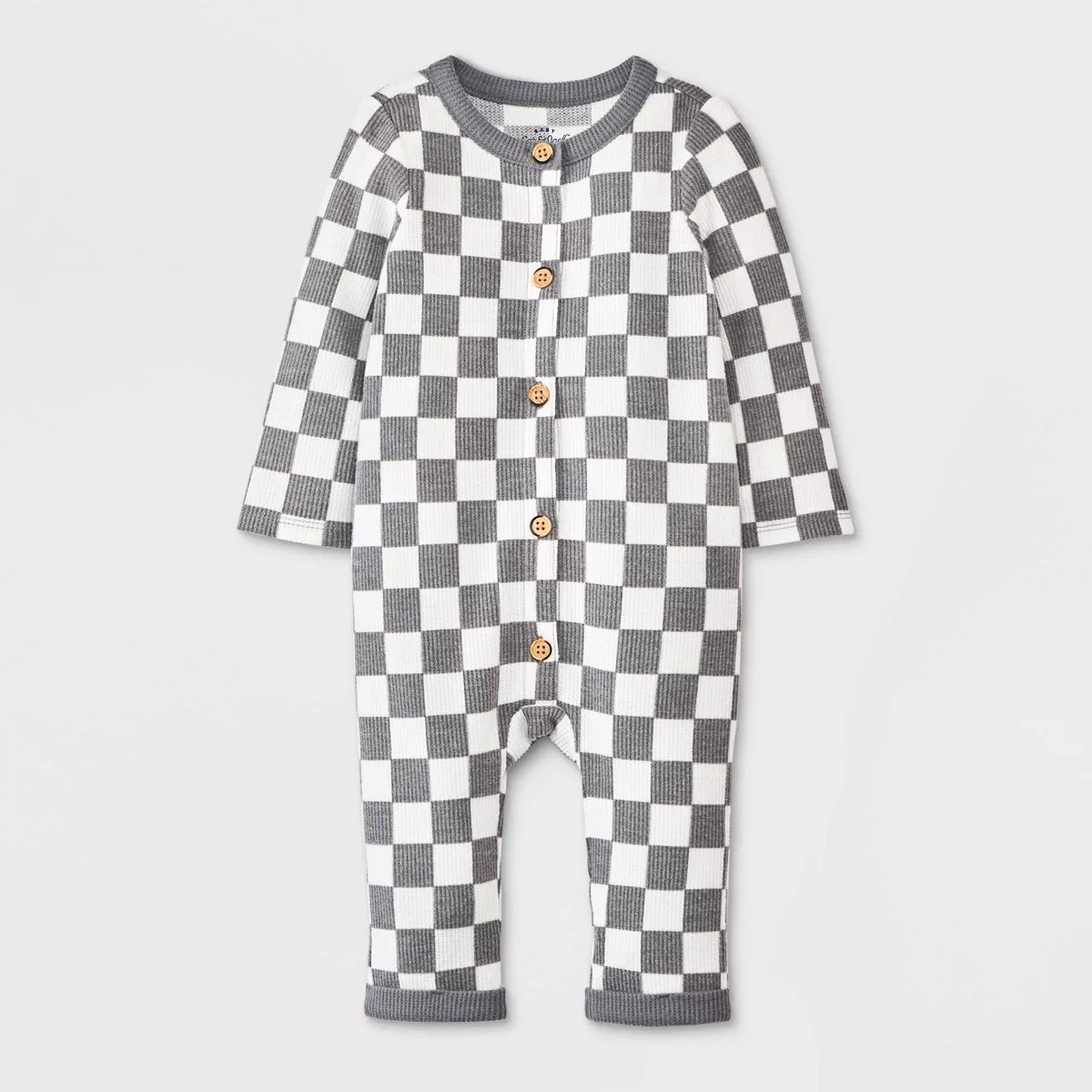 Baby Boys' Checkered Romper - Cat & Jack™ Gray 12M | Target