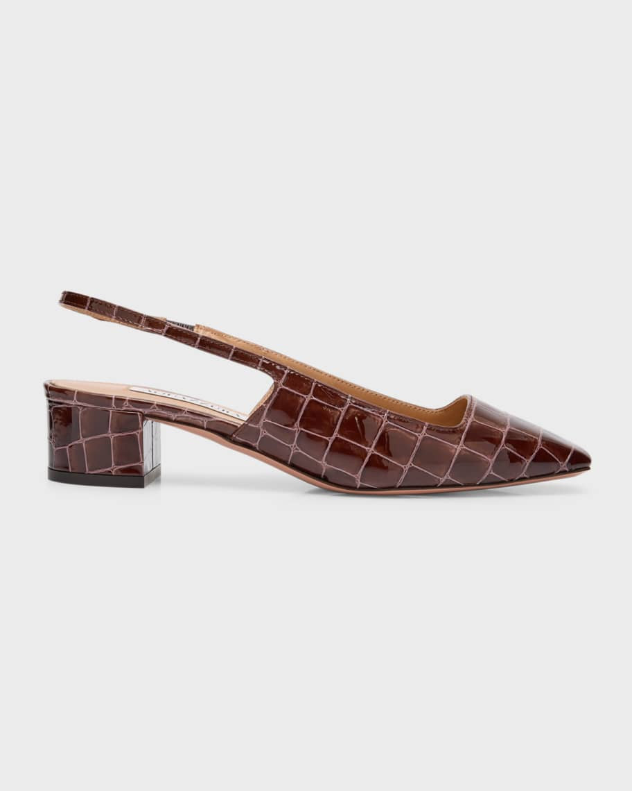 Aquazzura Ginza Croco Slingback Ballerina Pumps | Neiman Marcus