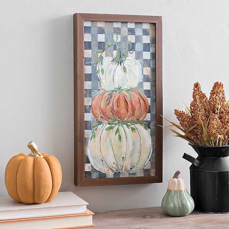 Pumpkin Stack Framed Canvas Art Print | Kirkland's Home