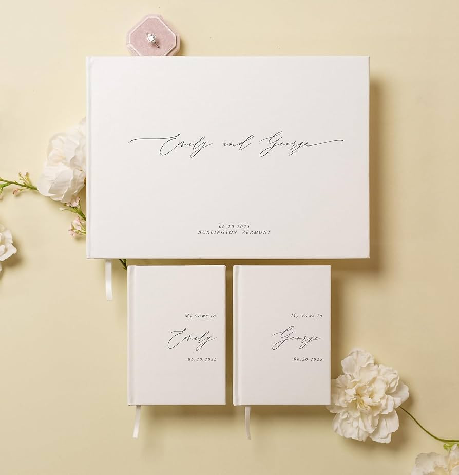 Personalized Wedding Book Set with Guestbook Vow Books (Design 1) - Custom Large 11.5 x 8.5 Guest... | Amazon (US)