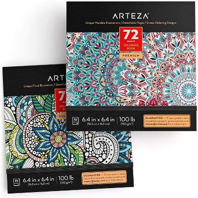 Arteza Adult Coloring Books, Floral, Mandala Illustrations, 72 Sheets - 2 Pack | Target