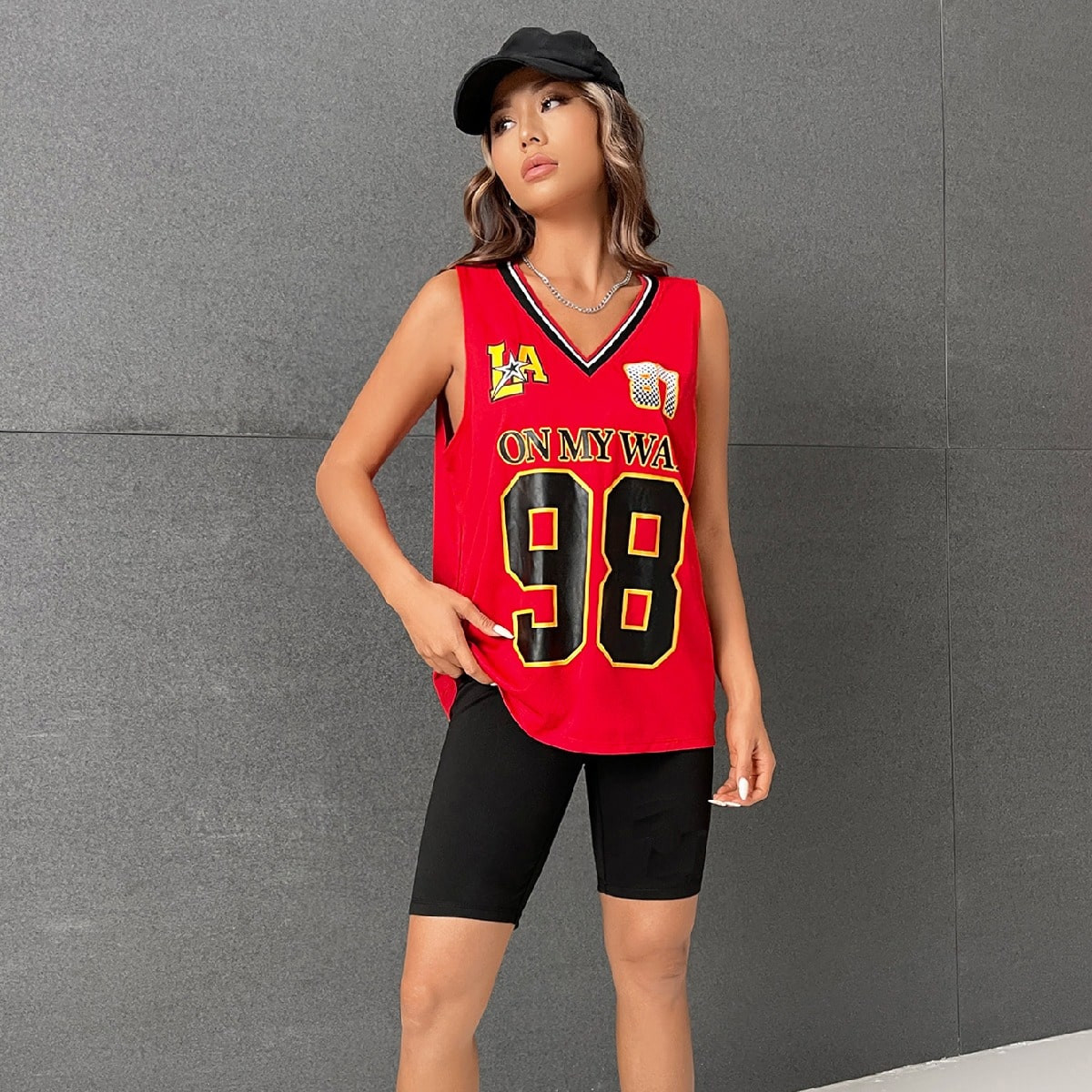 SHEIN EZwear Letter Graphic Striped Trim Tank Top | SHEIN