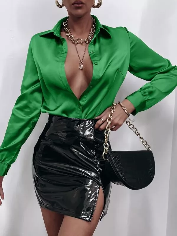 SHEIN BAE High Waist Satin Skirt curated on LTK