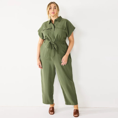 Nine West Women's Utility Jumpsuit w/ Pockets - Plus Size 4X Olive Green | eBay | eBay US