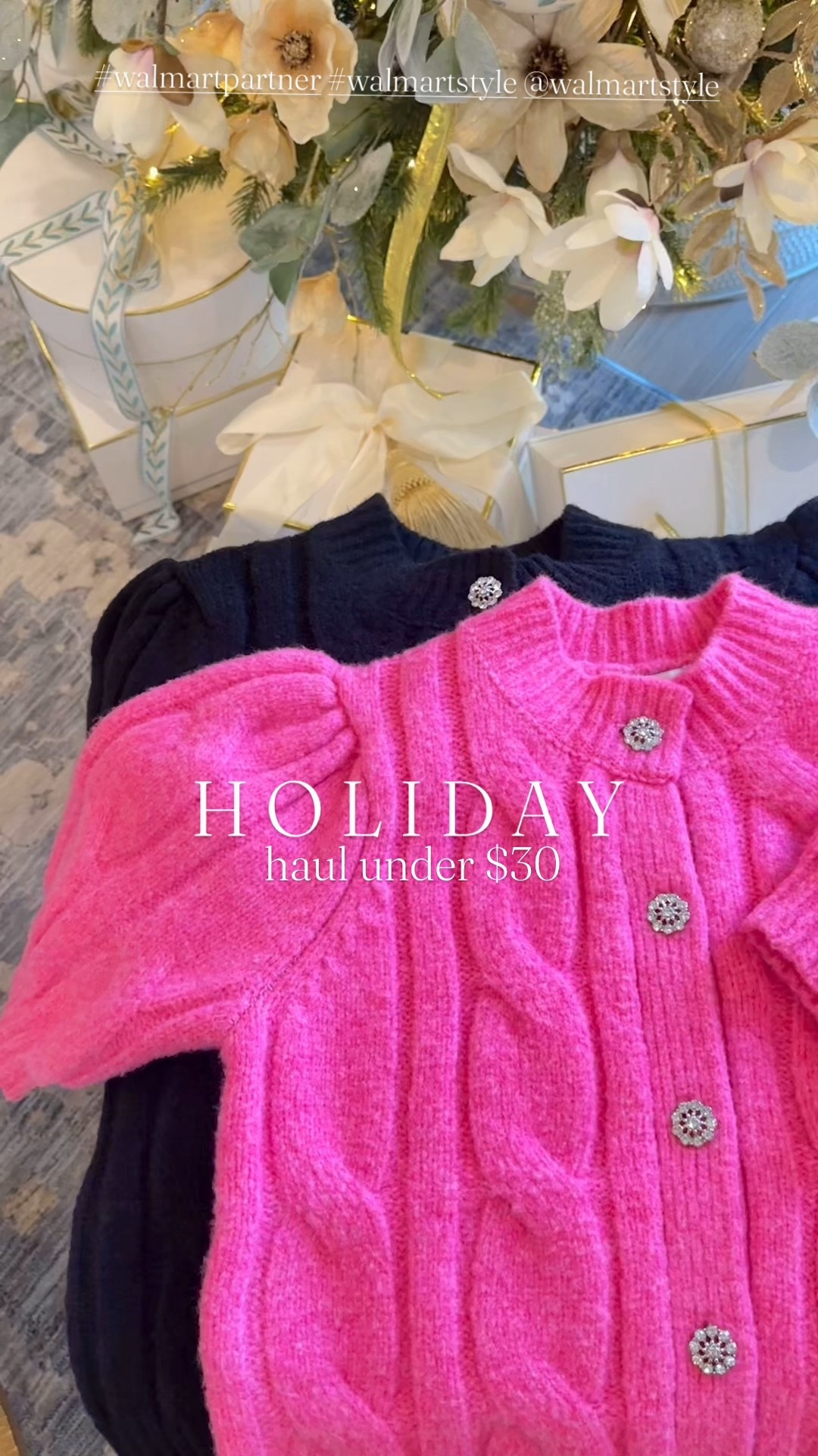Holiday haul under $30! ✨ The cardigans are so good and also come in a long sleeve version - which I own in 3 colors! 💖 #walmartpartner #walmartstyle @walmartstyle holiday outfit ideas #christmasoutfit 