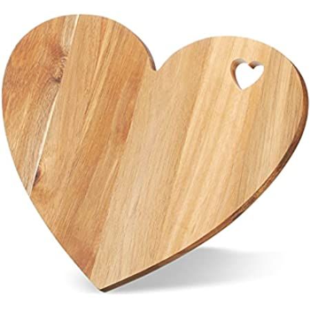 Shojoy Valentine's Day Heart Shaped Wood Cutting Board 13.7 x 11.8 Inch Wooden Serving Board Decorat | Amazon (US)