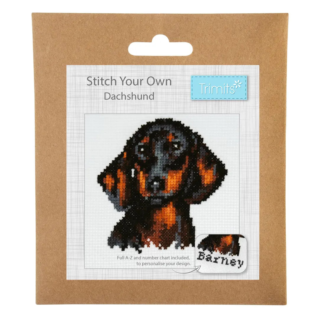 Dachshund Counted Cross Stitch Kit. Finished Size 13cm X 13cm. Trimits GCS116 - Etsy UK | Etsy (US)