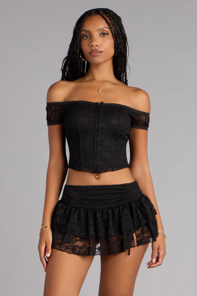 Quiet Allure Off Shoulder Lace Corset Top | Windsor Stores