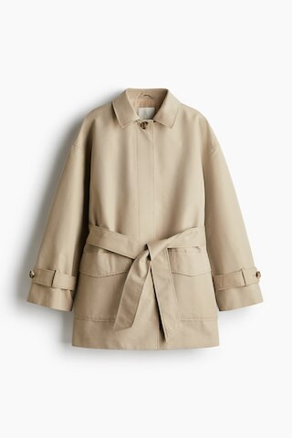 H & M - Tie-Belt Twill Jacket - Beige | H&M (US + CA)