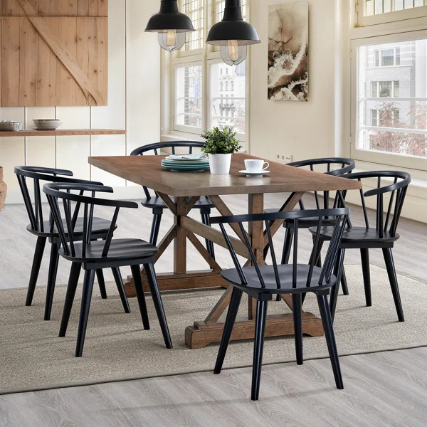 21.7" Contemporary Black Windsor Style Spindle Back Dining Chair (Set of 6) | Wayfair North America