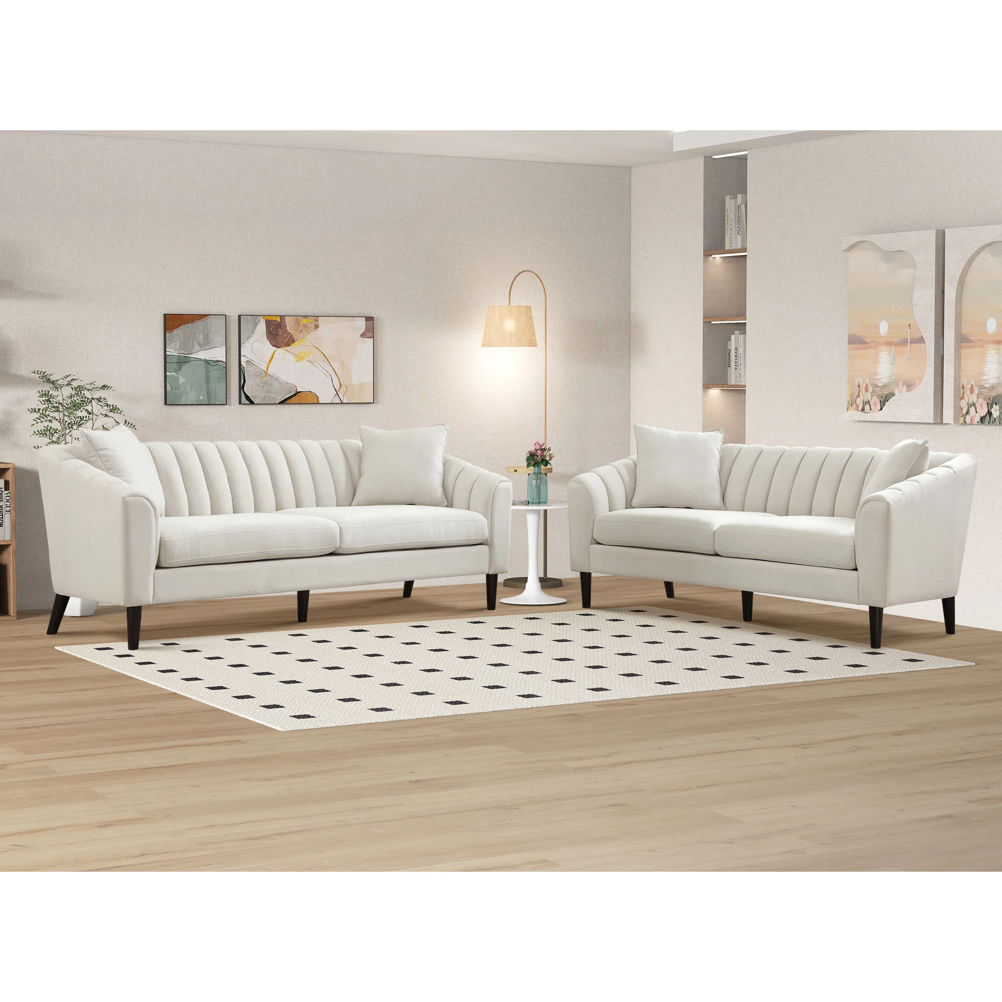 George Oliver Cristobal 2-Piece Modern Upholstered Living Room Set With Pillows | Wayfair | Wayfair North America