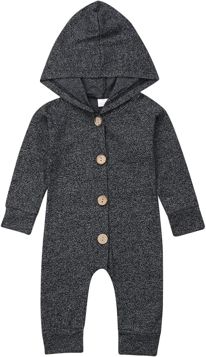 Newborn Kids Baby Boys Cute Solid Color Long Sleeve Hooded Romper Jumpsuit Top Outfits Clothes Gr... | Amazon (US)