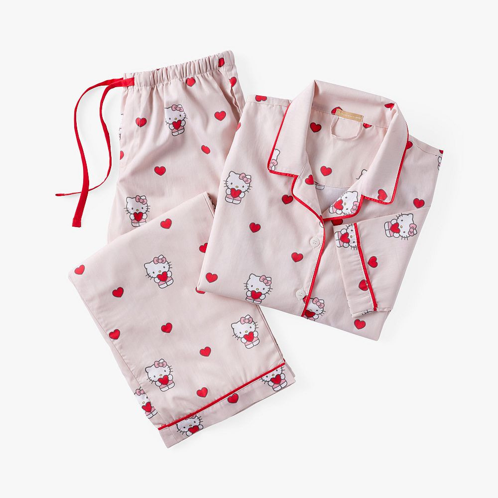 Hello Kitty(R) Hearts Loose Fit Pajama, Large, Pink | Pottery Barn Teen