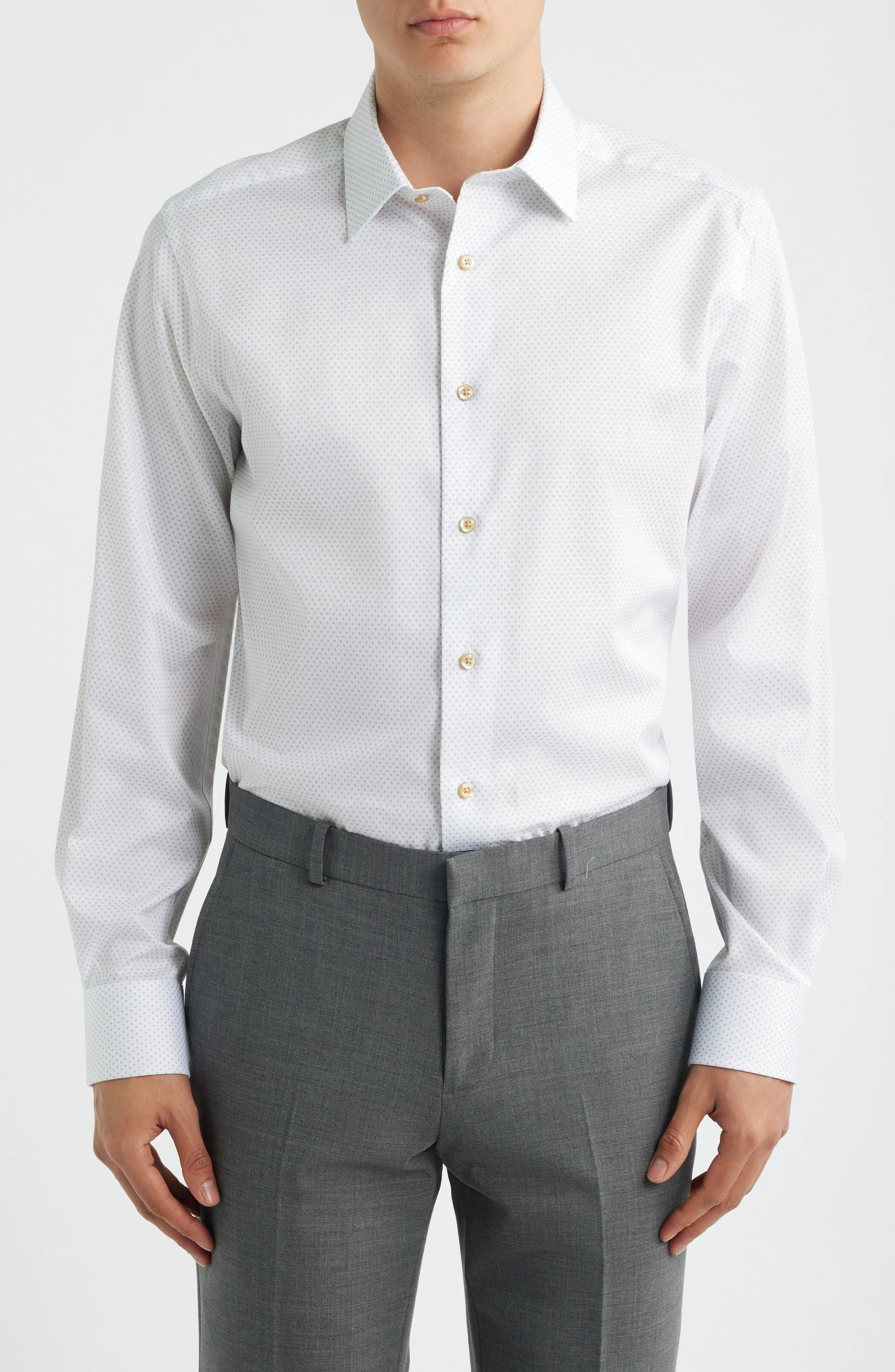Trim Fit Neat Cotton Twill Dress Shirt (Men) | Nordstrom | Nordstrom