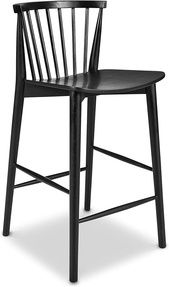 POLY & BARK Ligna Counter Stool in Black – Mid-Century Inspired Stool with Sculpted Spindle Bac... | Amazon (US)