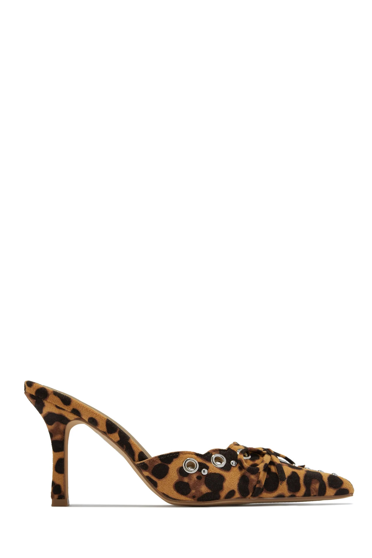 Miss Lola | Jasmyn Leopard Mid Heel Mule Pumps | MISS LOLA