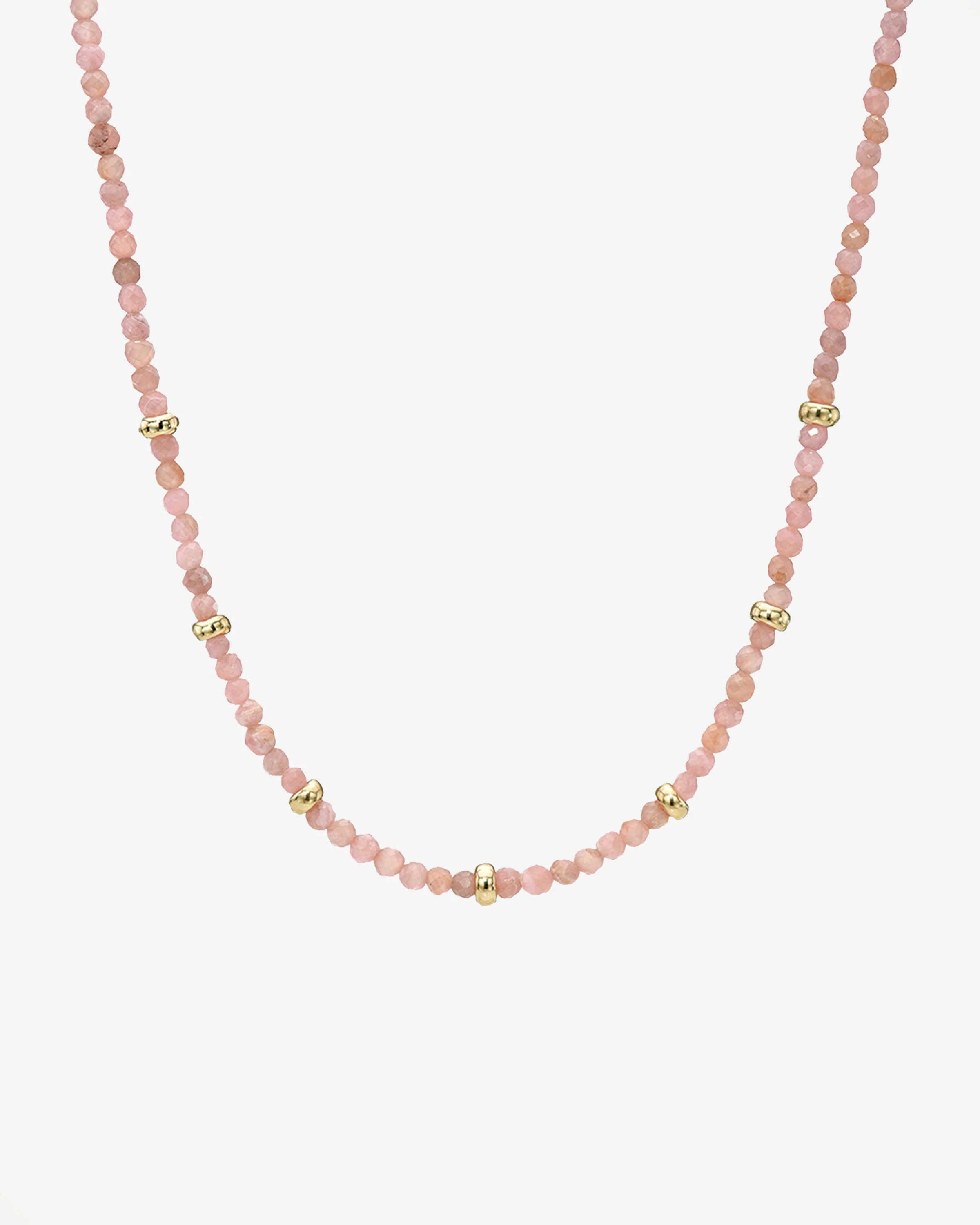 14K Gold Pink Rhodochrosite Segment Bead Necklace | Zoe Lev Jewelry