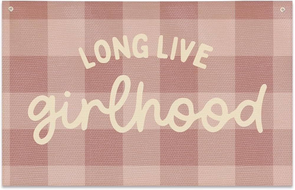 Long Live Girlhood Banner, Playroom Banner Pink, Canvas Wall Hanging Flag Decor for Nursery Playr... | Amazon (US)