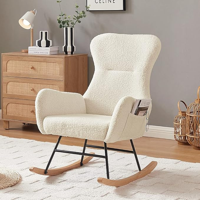 hansones Rocking Chair Nursery,Modern Accent Rocking Chair,Upholstered Nursery Glider Rocker for ... | Amazon (US)