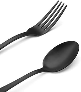 Amazon.com: Matte Black Silverware Set, Satin Finish 20-Piece Stainless Steel Flatware Set, Kitch... | Amazon (US)