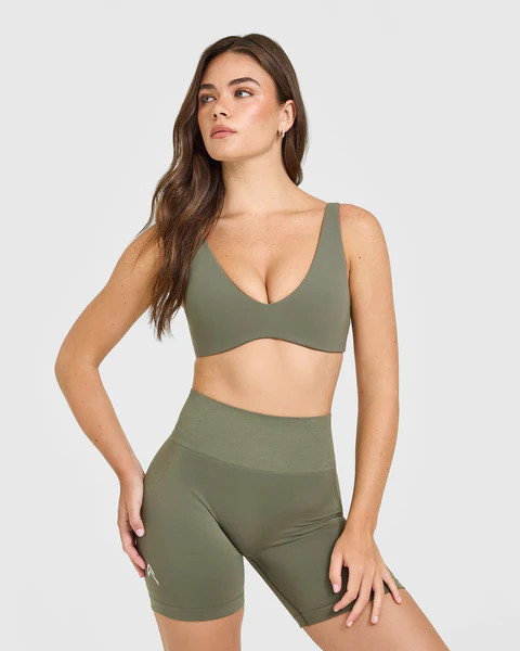SoftMotion™ Scoop Back Bralette with White Logo 
 Alpine Green | Oner Active (UK / US)