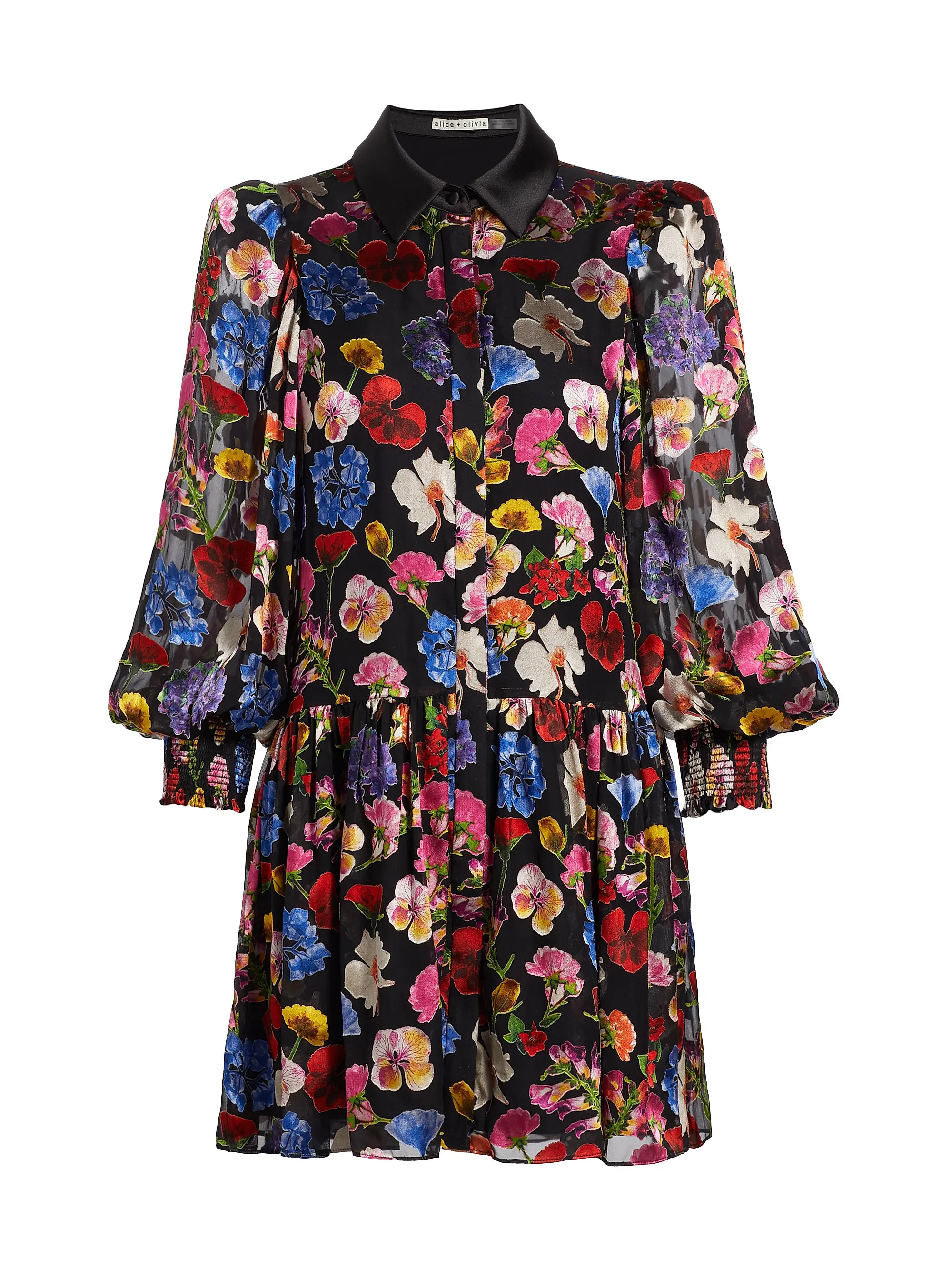 Bertha Sheer Floral Shirtdress | Saks Fifth Avenue