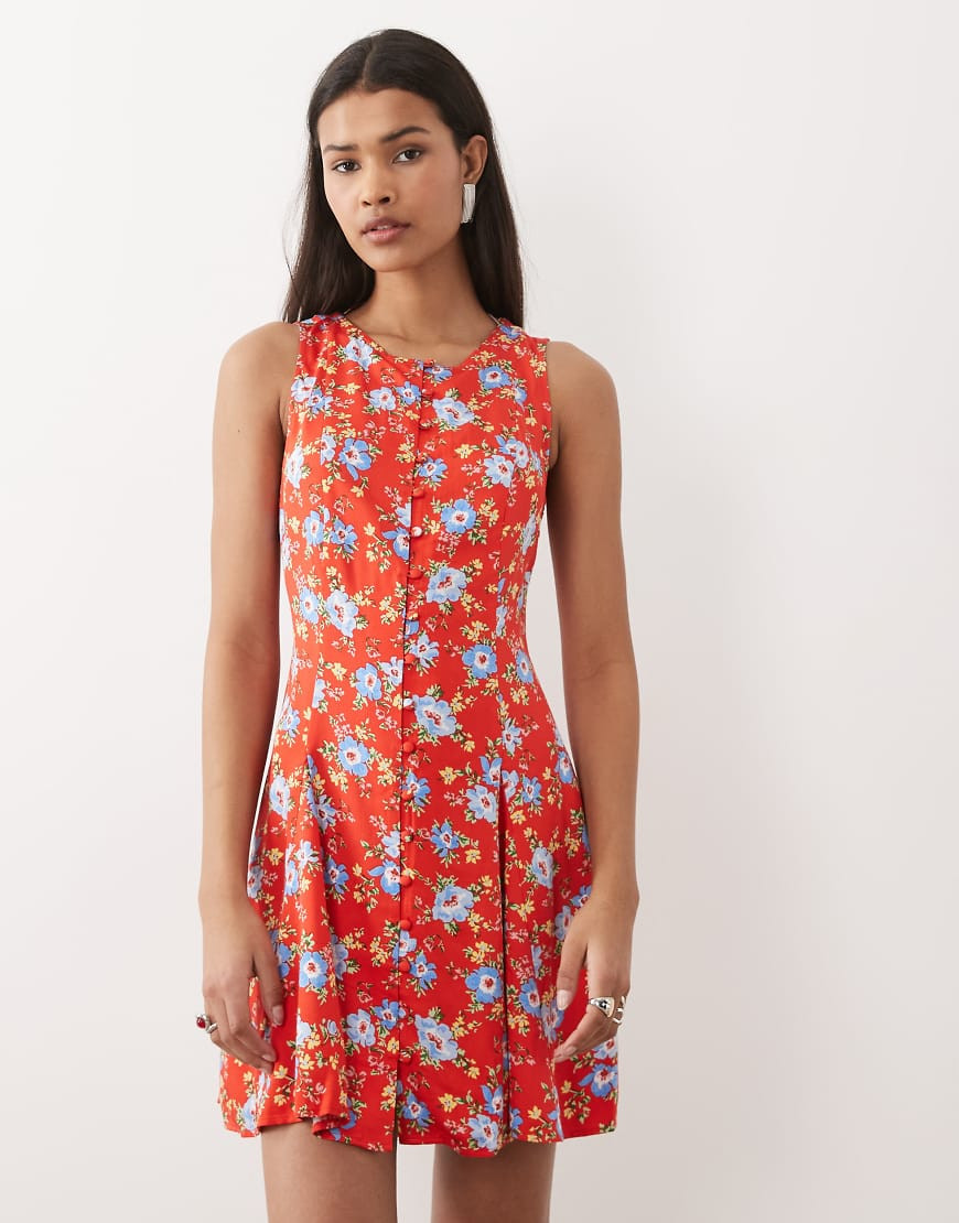 Nobody's Child Georgie mini skater dress in red floral | ASOS (Global)