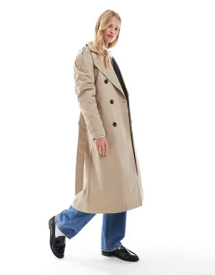 Pull&Bear belted trench coat in beige | ASOS (Global)