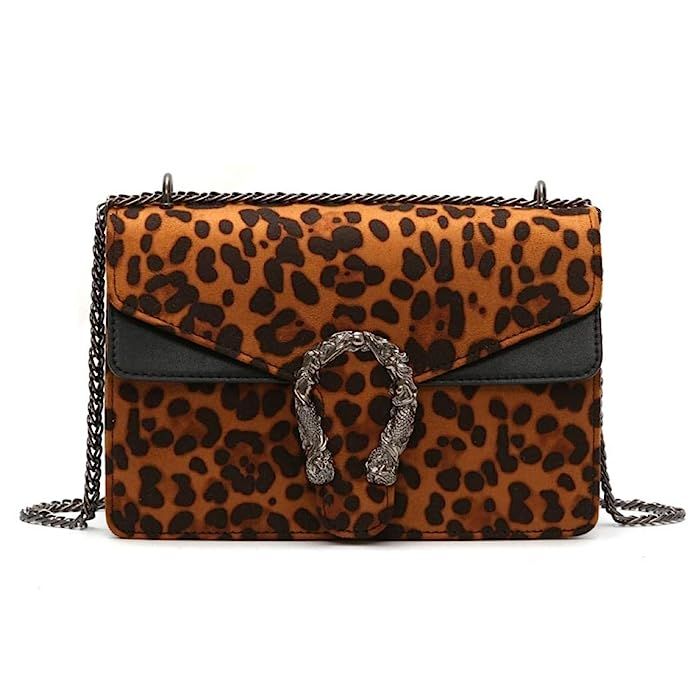 Onorner Women Plush Crossbody Bag Vintage Leopard Handbag Designer Shoulder Bags for Wedding Party | Amazon (US)