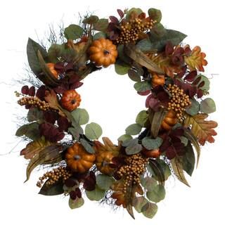 24" Eucalyptus, Berry & Pumpkin Wreath by Ashland® | Michaels Stores