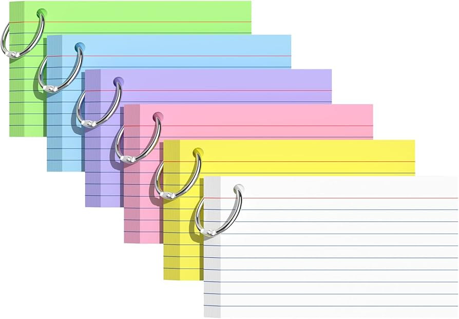 300 PCS Index Cards 3x5 Inches, Colored Flash Cards with Ring | Amazon (US)