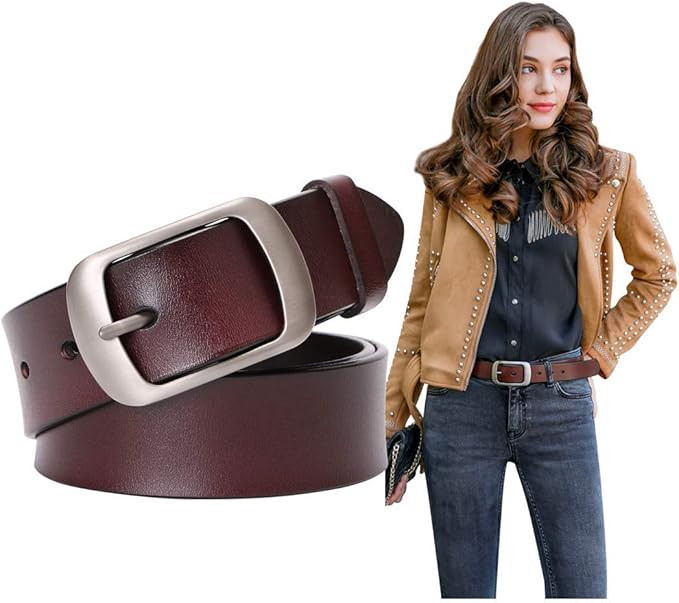 SUOSDEY Fashion Womens Leather Belt, Soft Leather Waist Belt with Pin Buckle for Jeans Pants,widt... | Amazon (US)