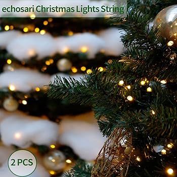 echosari [2 Pack] Battery Operated Christmas Lights 16ft Green Wire 50 LED Fairy String Light wit... | Amazon (US)