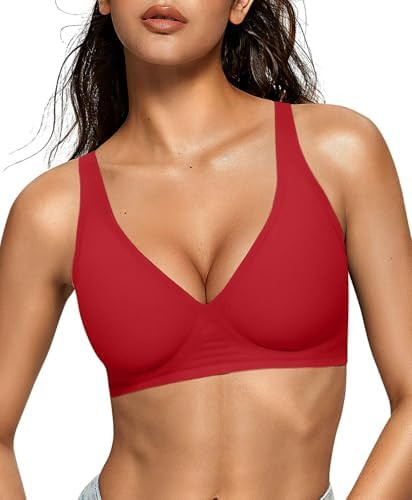 OEAK Womens Deep V Bras Wireless Comfortable Bra Supportive No Underwire Bras Tshirt Push Up Bral... | Amazon (US)