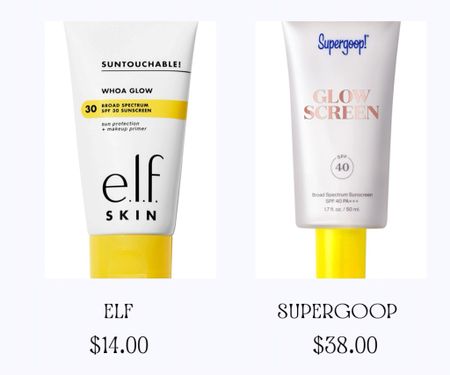 My go-to sunscreen all year around is the elf suntouchable BUT especially in the summer! For over $20 cheaper than the supergoop and works the exact same ! #sunscreen #sun #skincare #summer #affordableskincare #affordablemakeup #makeup #elf #supergoopp

#LTKFindsUnder100 #LTKSaleAlert #LTKBeauty
