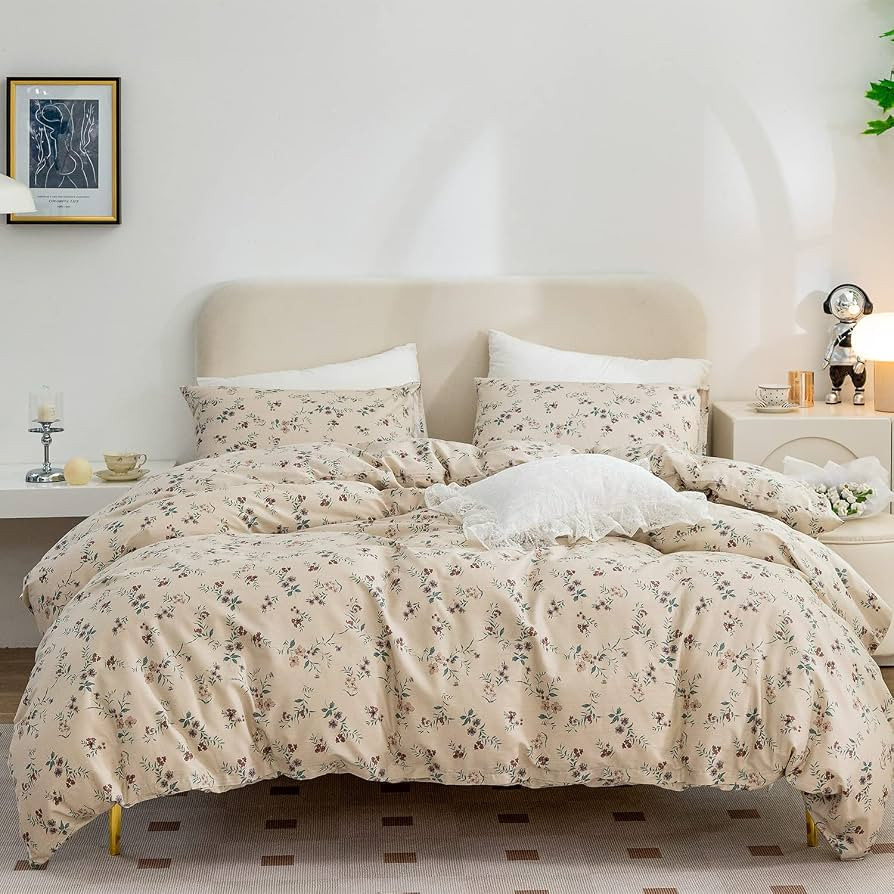 Jane yre King Duvet Cover Floral, Brushed Microfiber 3 Pieces Bedding Set King, Garden Style Vint... | Amazon (US)