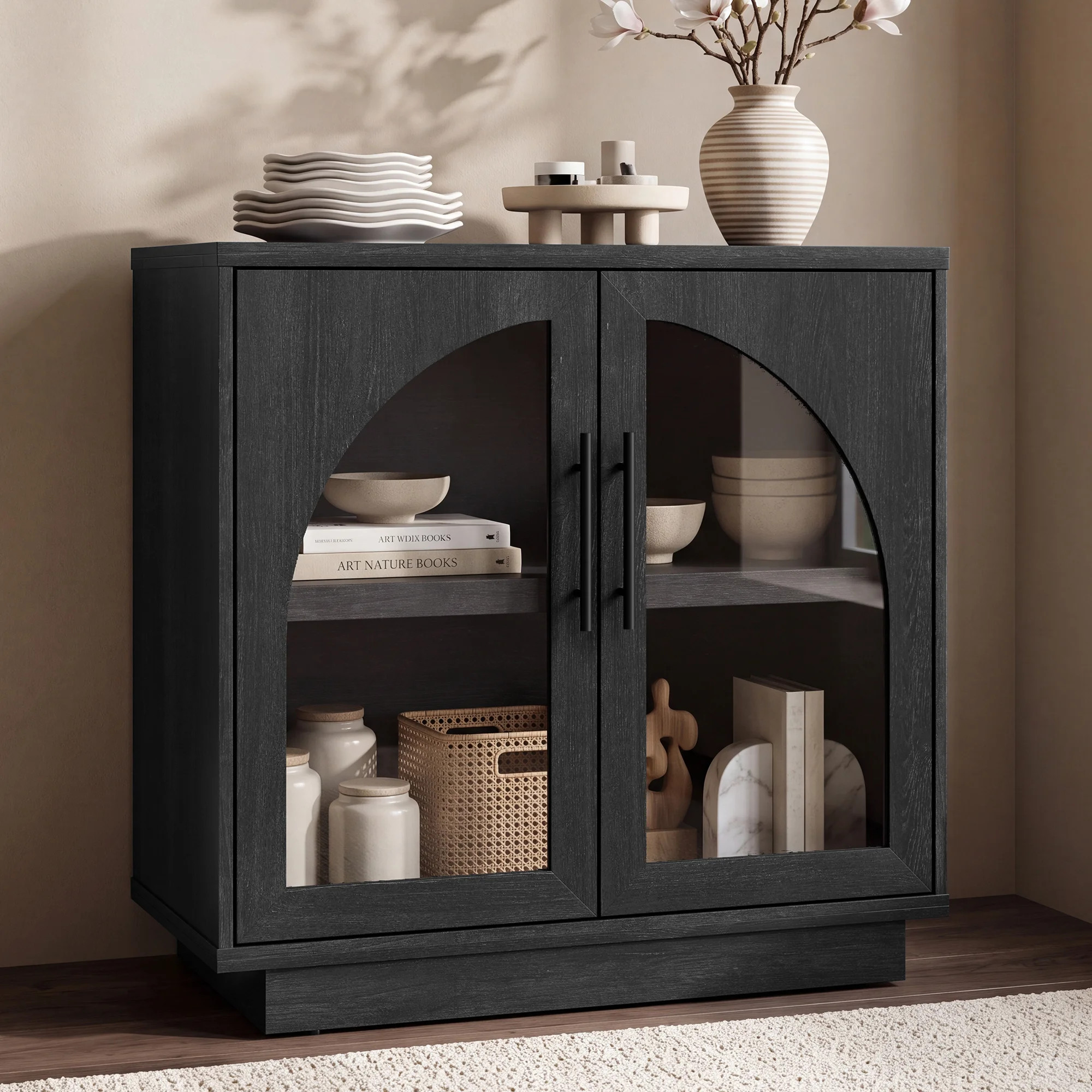 Ebern Designs Arden Modular Sideboard with Arched Glass Door and Adjustable Shelves | Wayfair | Wayfair North America