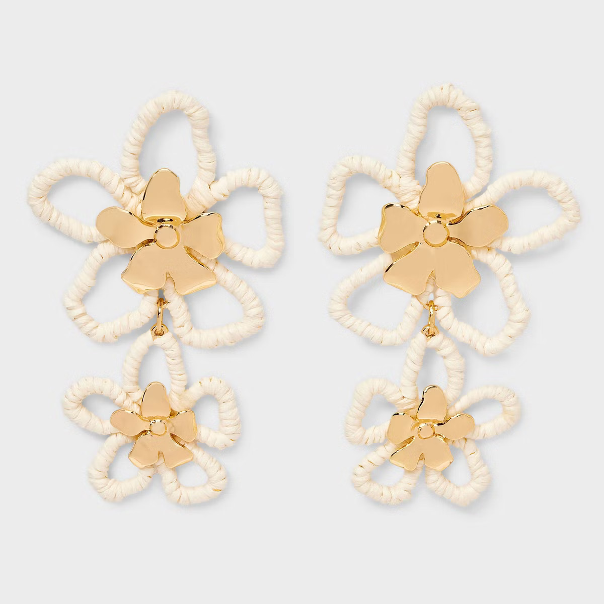 Raffia Flower Drop Earrings - A New Day™ White | Target