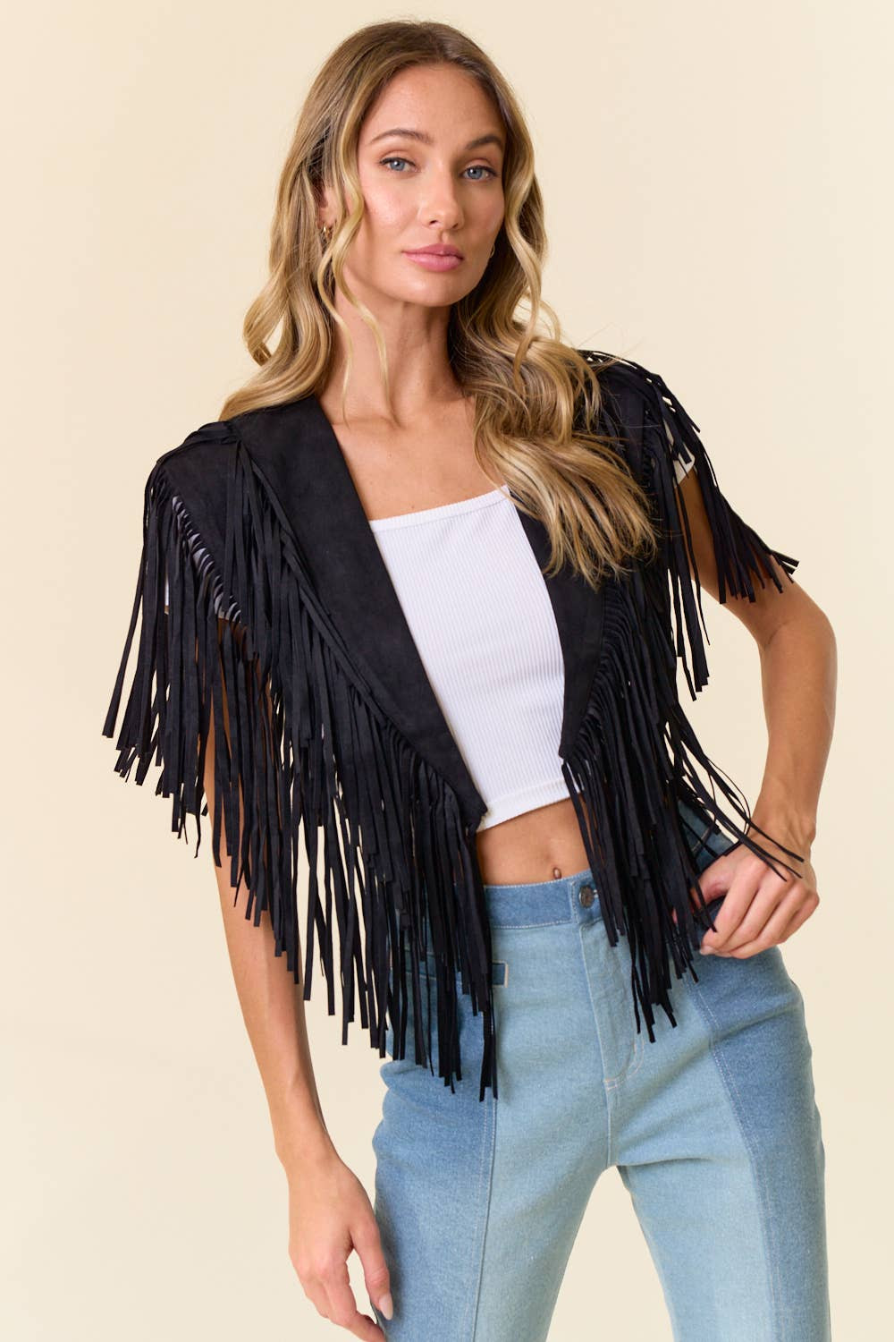 Stephanie FRINGE SUEDE Cape | Care Tucker