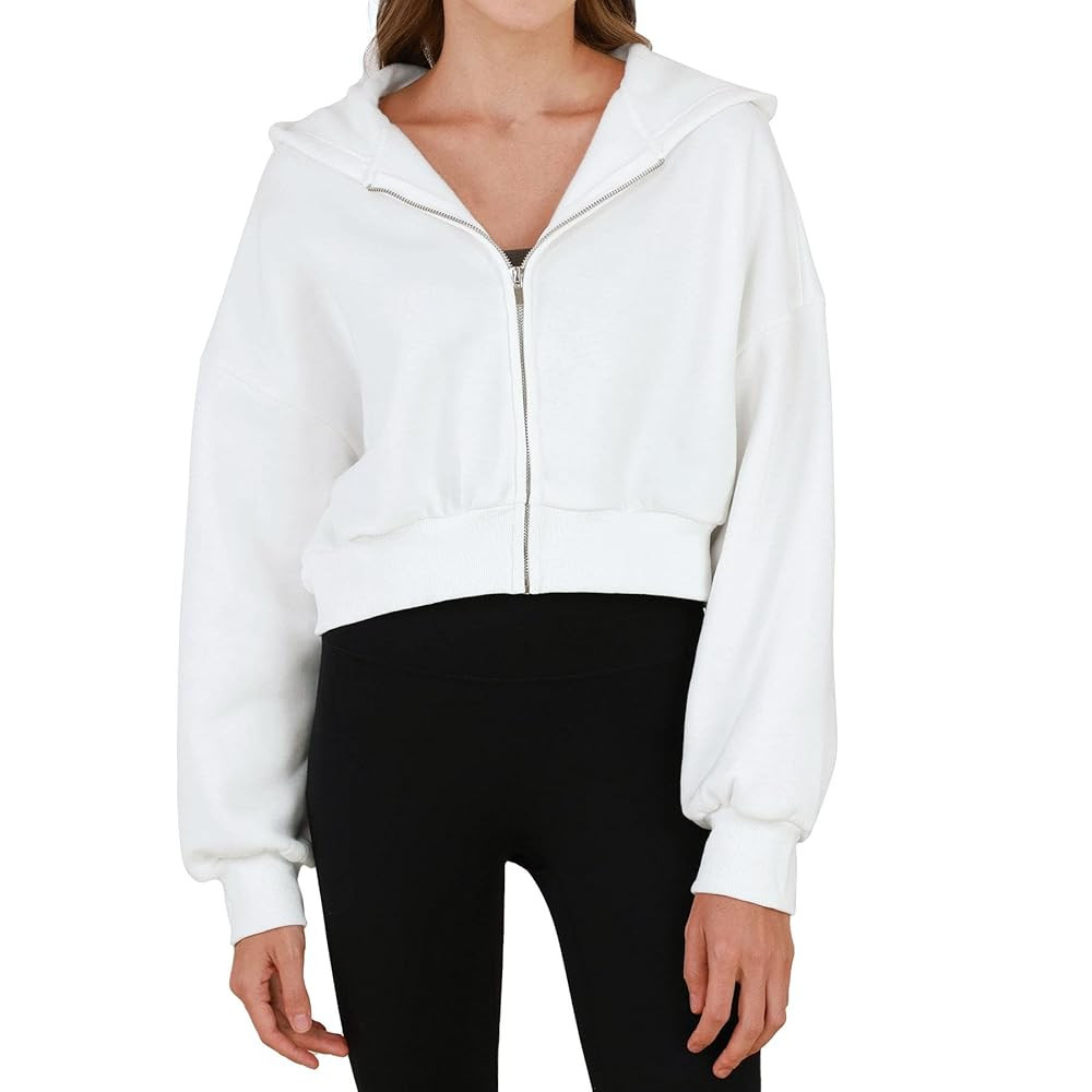 Amazhiyu Zip Up Cropped Hoodie for Women Long Sleeve Sweatshirt | Amazon (CA)