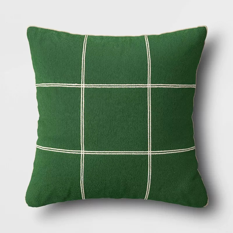 Oversized Windowpane Plaid Embroidered Boucle Square Throw Pillow - Threshold™ | Target