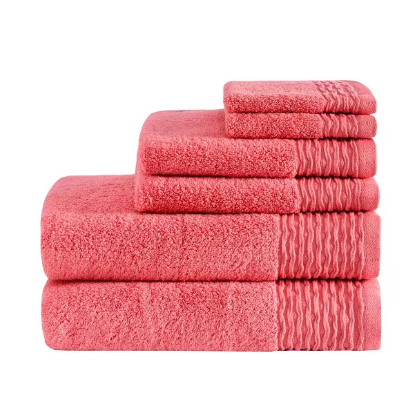 6pc Curv Jacquard Wavy Cotton Towel Set | Target